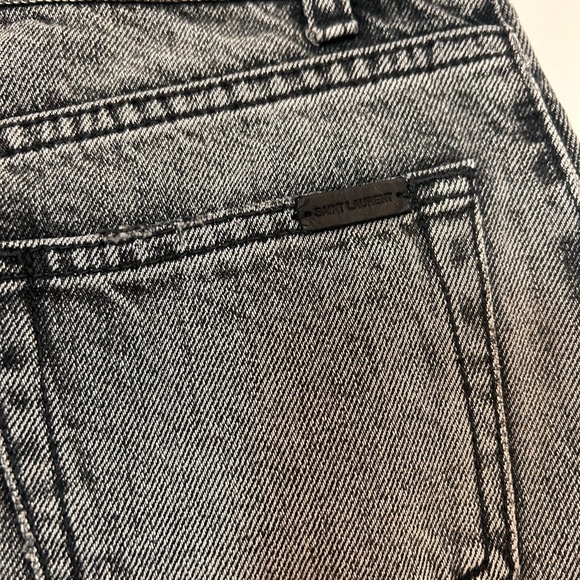 YSL Saint Laurent Black Distressed Mini denim jeans skirt - worn 2x - Picture 8 of 12